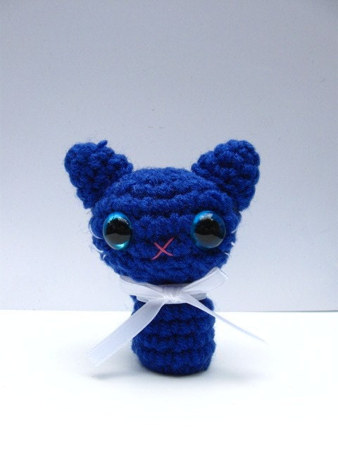 Tiny Blue Crocheted Kitty