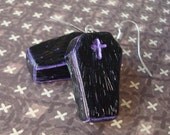 Purple Miniature Coffin Earrings