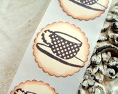 Coffee Stickers, Tea Party, Teacup, Coffee Lover, Cafe, Handmade Sticker Seals, Set of 12