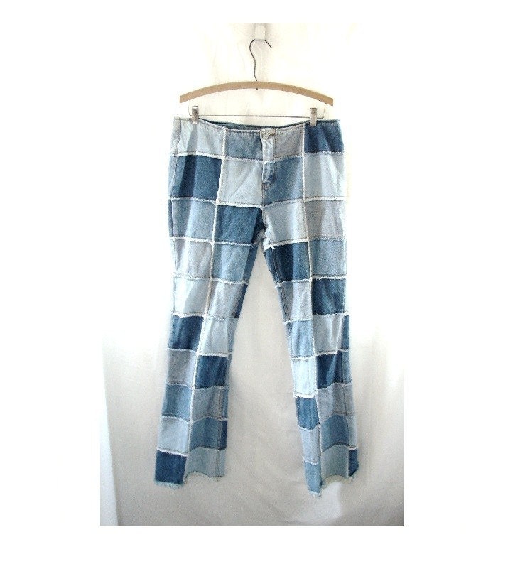 vintage denim low waist patchwork faded Jeans size junior 13