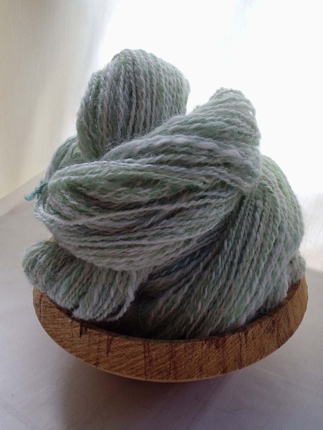 Handspun Yarn - Frosted Sage -  Blue Faced Leicester and Alpaca  Hand-painted 2 Ply