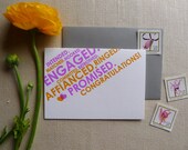 Engaged Word Cloud - Set of 4 Letterpress Cards