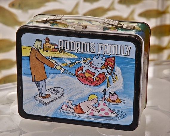 The Addams Family Lunch Box from the 1970s Cartoon TV Show with Thermos