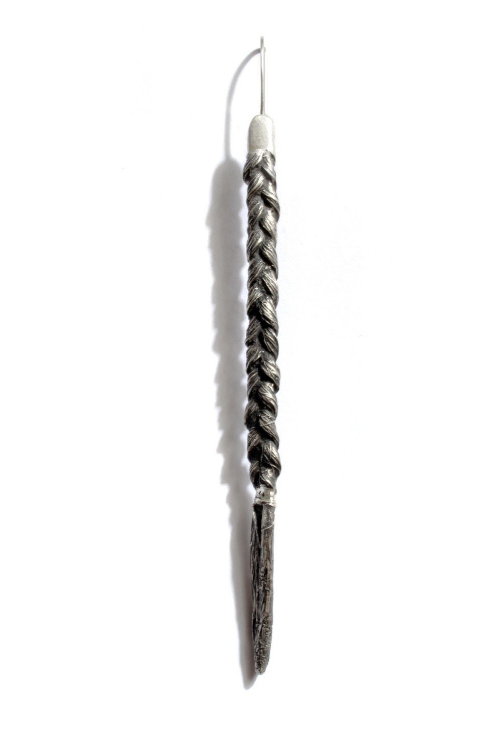 Cast Sterling Silver Plaited Human Hair Earrings