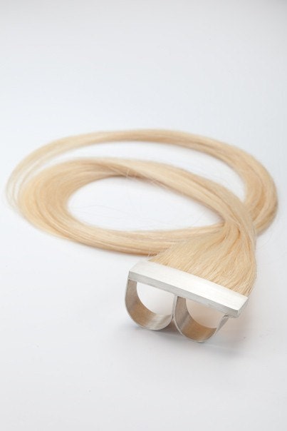 Sterling Silver Knuckle Ring with Human Hair