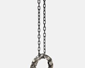 Sterling Silver Plaited Human Hair Ring Casting on Chain