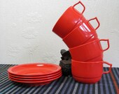 SALE. Vintage Rosti Set of Cups. Saucers.  Set of 4.