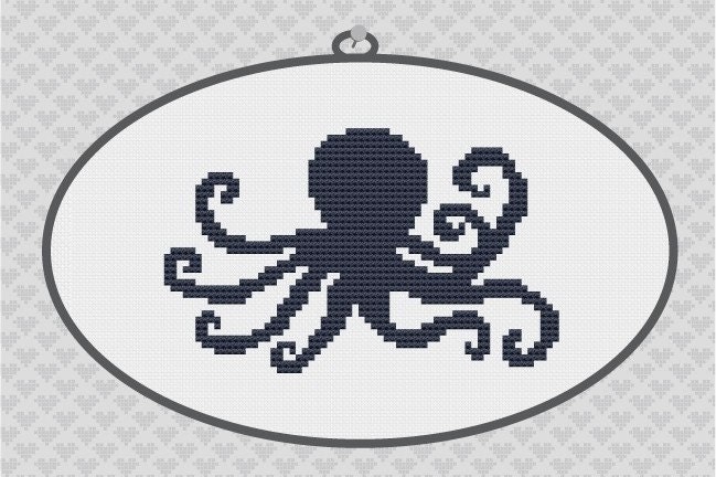Octopus Silhouette Cross Stitch PDF Pattern