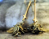 Leave Me....Leaves, Brass, Earrings, Dangle, Brown, Earthy, Gold, Vintage Accessories