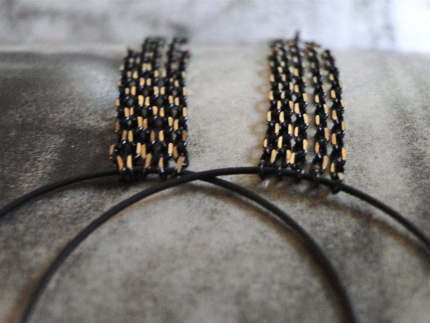 Dangle Earrings Jewelry Autumn Black Gold Two Toned Chain Earrings, Black Hoops, Accessories