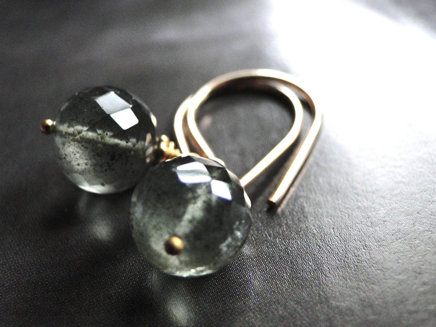 Earrings, Moss Aquamarine Gemstones, Spring Fashion, Gemstones, 14kt Gold Filled Hoops