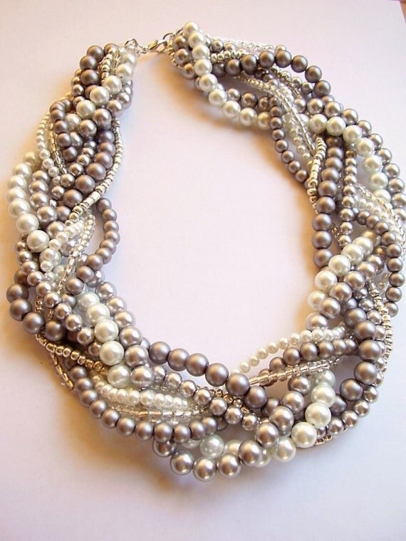 Custom order necklaces braided twisted chunky statement pearl necklace