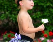 COMBO SET Damask Purple Dot w/FLUFF Ruffled Bottom Bloomer & Hair Bow 0-3mths, 3-6mths, 6-12mths, 12-18mths, 18-24mths
