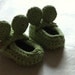 Green Frog Baby Booties Loafer Style with Cute Green Frog Eyes
