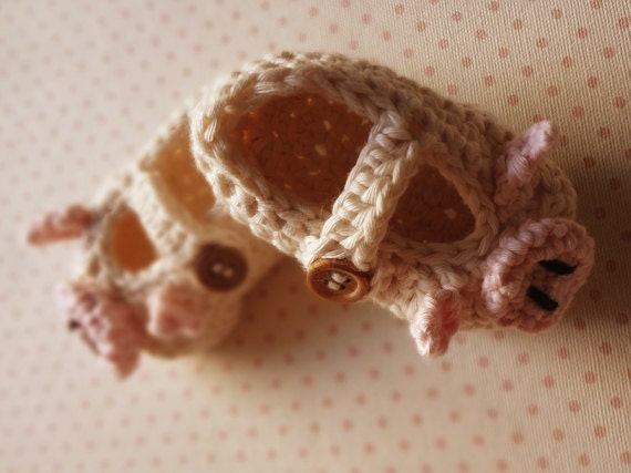 Piggy Baby Booties From Newborn to 3 Months Ready to ship