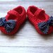 Nautical Red with Navy white Polka Dot Bow Tie Baby Girl Booties