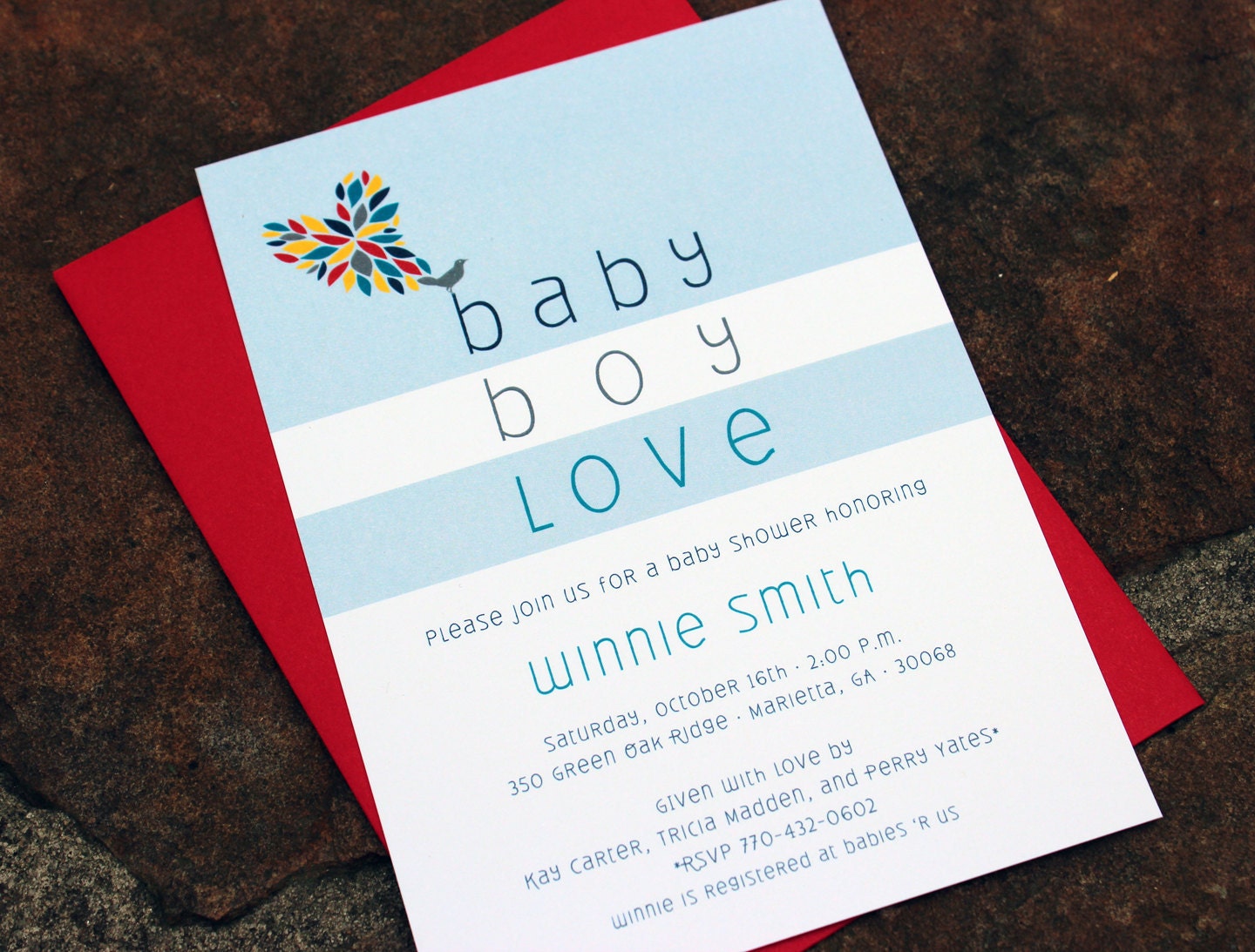 baby shower invitation - peacock