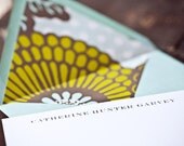 personalized notecards - pool and grey with gerber daisies liner