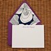 personalized notecards - beet and navy with abstract floral liner