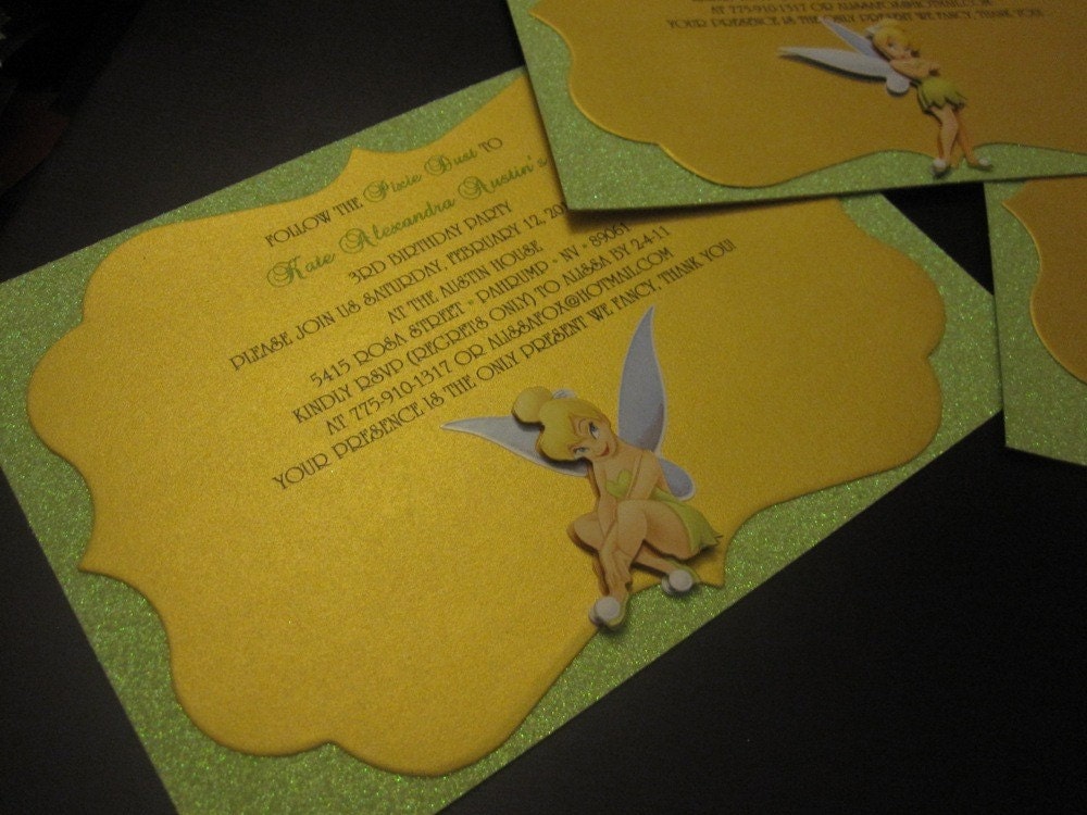 handmade tinkerbell invitations