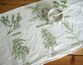 Tea Towel - Screen Printed Organic Cotton List of Herbs Flour Sack Towel - Awesome Kitchen Towel for Dishes