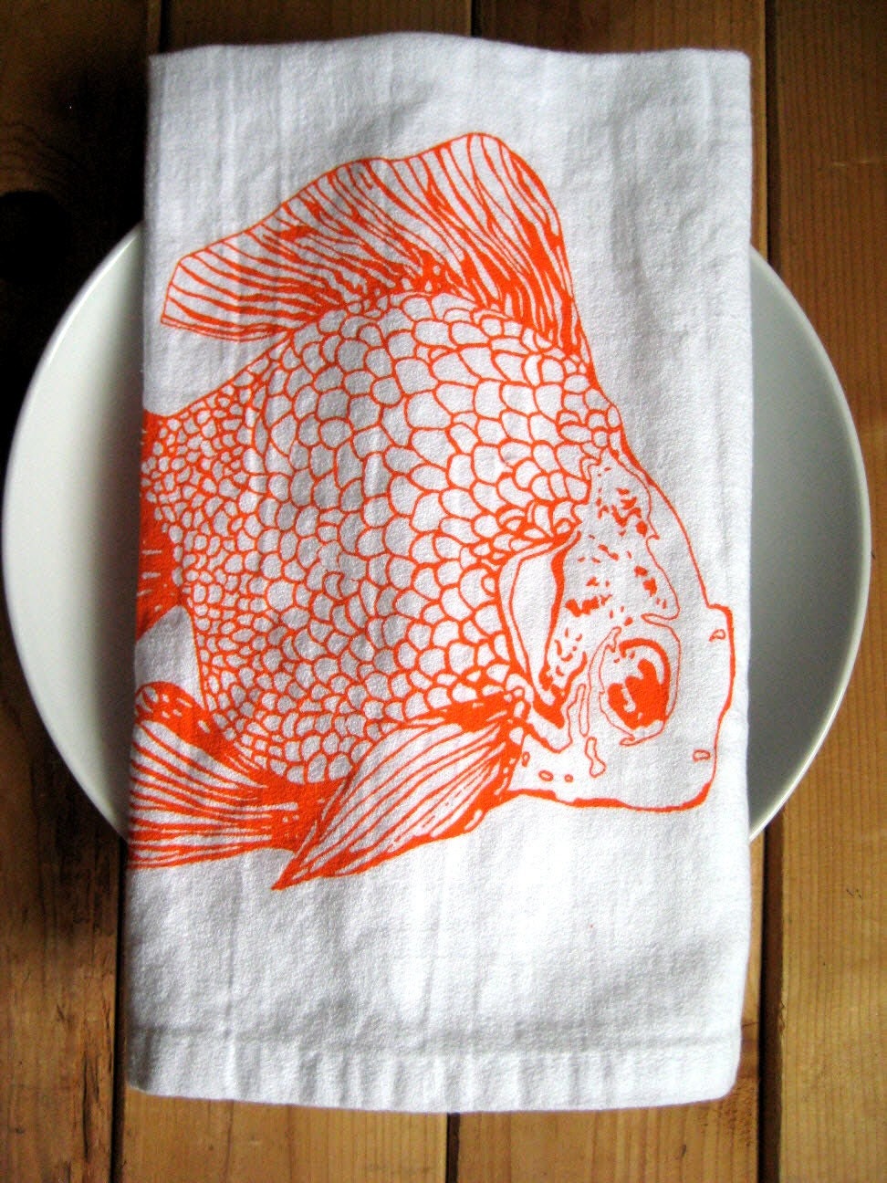Screen Printed Organic Cotton Goldfish Cloth Napkins - Eco Friendly Dinner Napkins