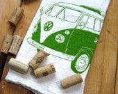 Screen Printed Organic Cotton VW Flour Sack Tea Towel - Eco Friendly Hand Towel