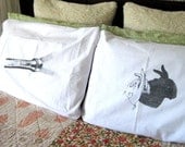 Screen Printed Flashlight and Shadow Puppet Pillow Covers - Standard Size - Eco Friendly Bedding