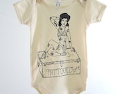 Organic Onesie - Hand Screen Printed American Apparel Baby Onesie - Circus - Tattooed Lady (You pick size)