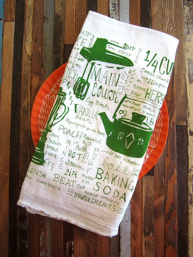 Screen Printed Organic Cotton Kitchen Gadget Flour Sack Tea Towel - Eco Friendly and Awesome Dish Towel