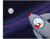 Rocket Robot, 12x10in, with 2in boarder