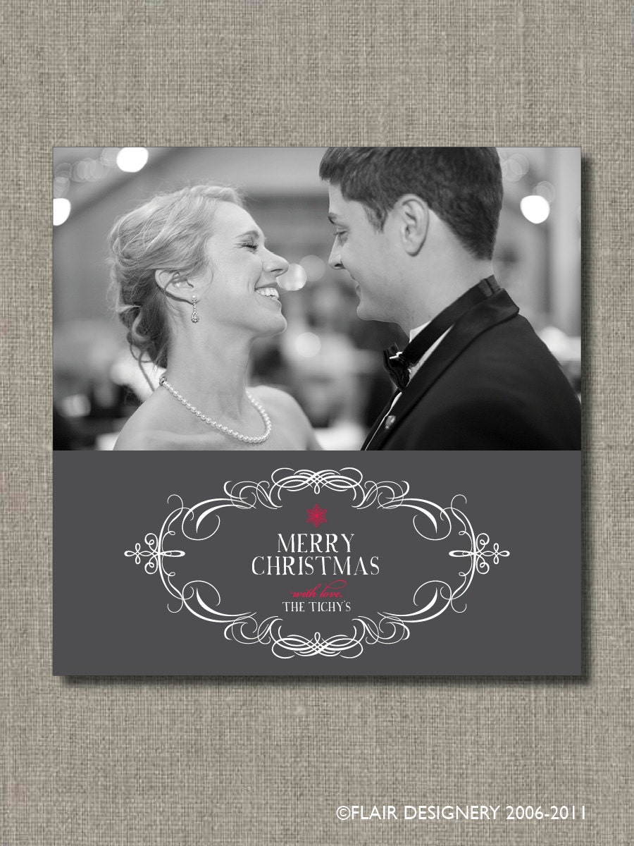 Holiday Flourish - Printable Personalized Wine or Champagne Bottle Labels by Flair Designery