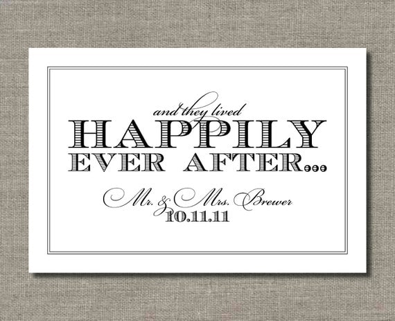 Happily Ever After - Printable Wedding Poster, Car Sign, or Guest Book Sign by Flair Designery