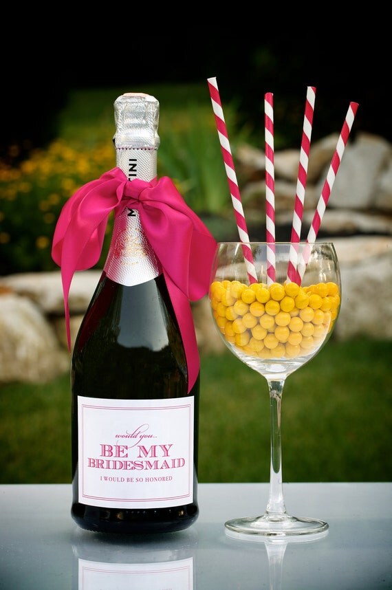 Be My Bridesmaid - Champagne Bottle Label SET OF EIGHT by Flair Designery Il_570xn