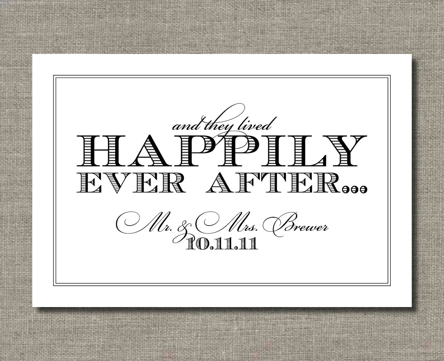 Happily Ever After - Printable Wedding Poster, Car Sign, or Guest Book Sign by Flair Designery