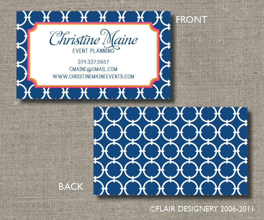 Nautical Chic Calling Cards, Call Me Cards, Business Cards - Set of 100