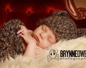 Newborn Cocoon Bear Hat Set Browns Blues