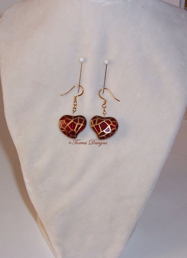 Glass Heart Container Earrings with 14K Gold Hooks Legend of Zelda Twilight Princess Custom OOAK One of a Kind by TorresDesigns