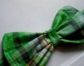 Green Plaid Boy's Adjustable Bow Tie