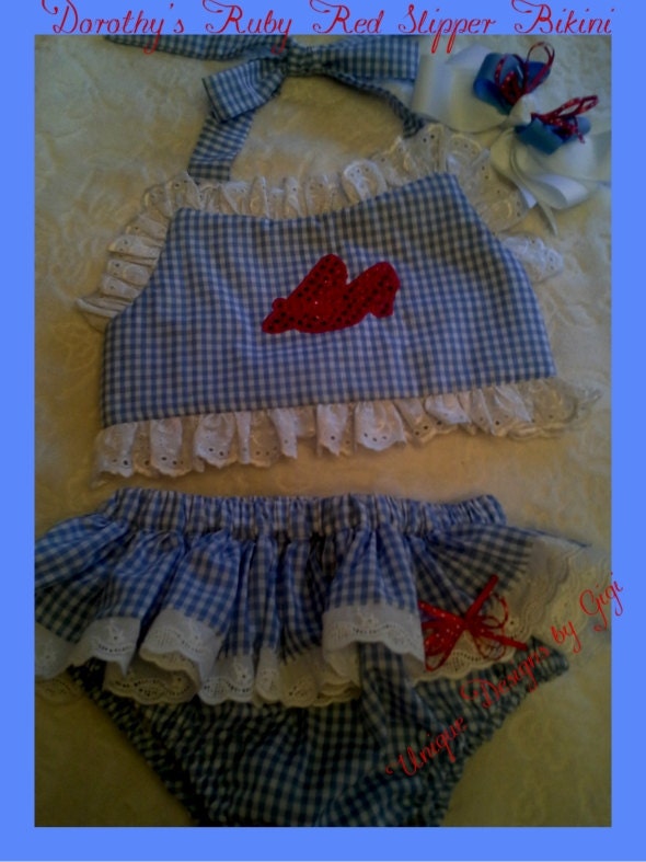 Reserved for Jennifer "Dorothy's Ruby Red slipper tankini"