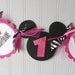 Zebra Minnie Mouse Birthday Banner - DIVA Hot Pink Black Glitter
