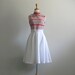 1970s Nautical Dress / 70s Dress / vintage shift dress / color block / red white blue / circle skirt / audrey hepburn / small medium