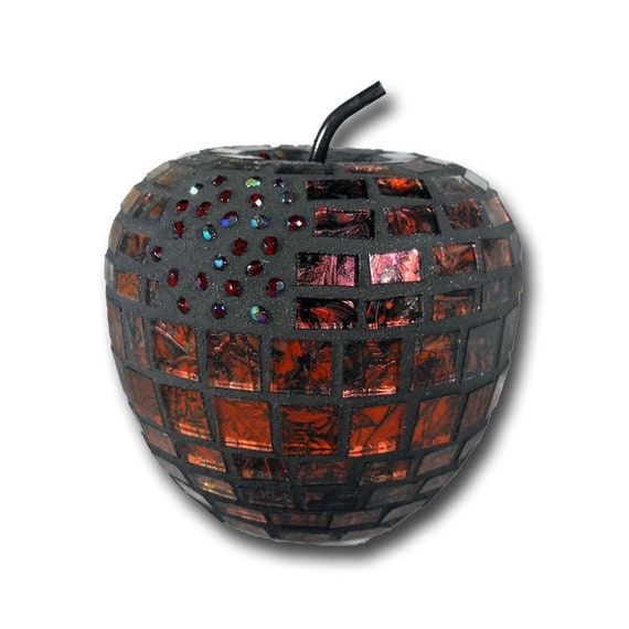 Mosaic Red Apple contemporary art modern art  for home decor decorative orb faux fruit object fruit decor
