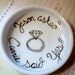 Personalized Custom Wedding Ring Dish White Ceramic Hand Painted