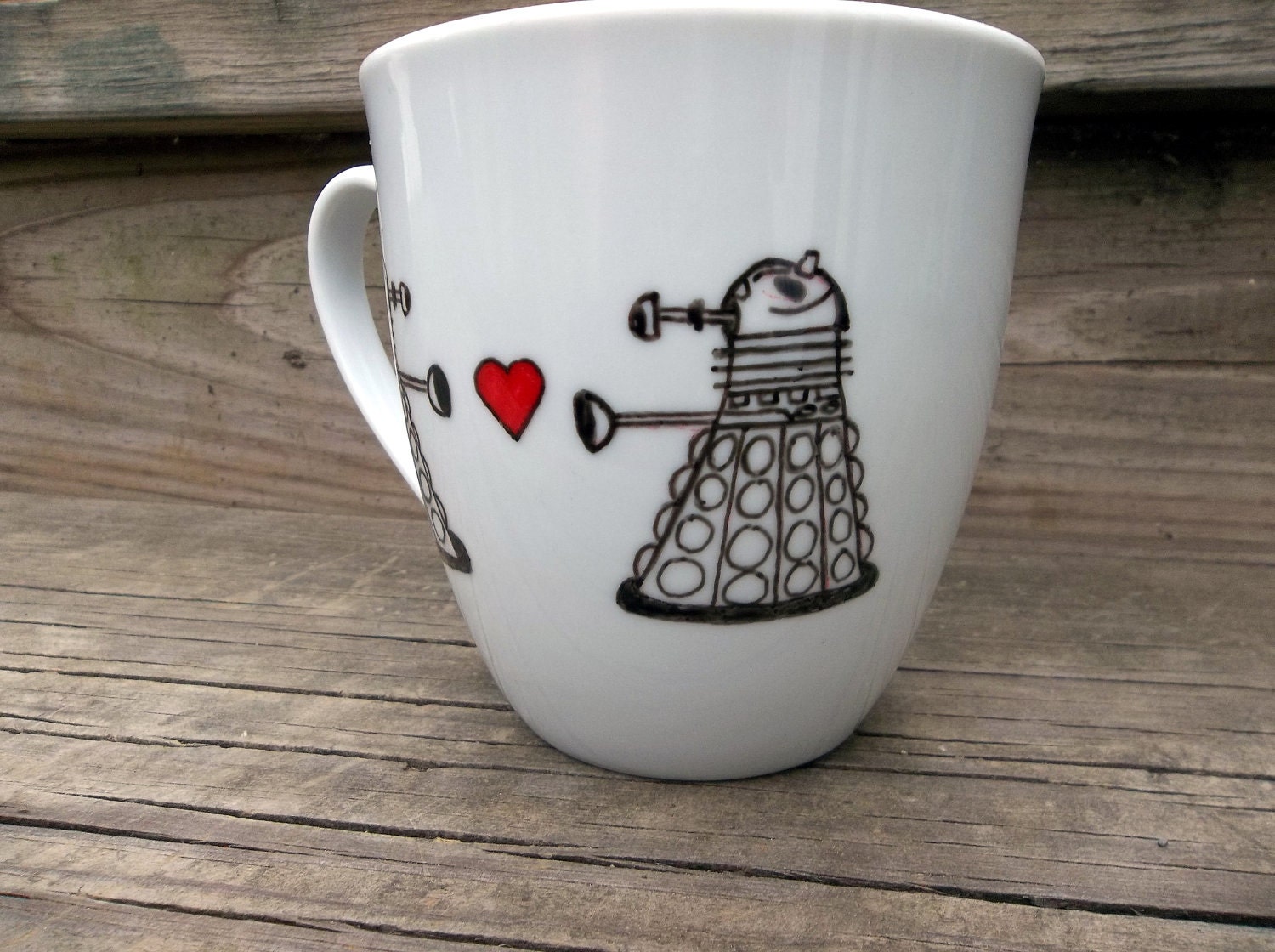 SALE Doctor Who Dalek in Love Coffee Mug Exterminate The Hate Tea Cup MMMug