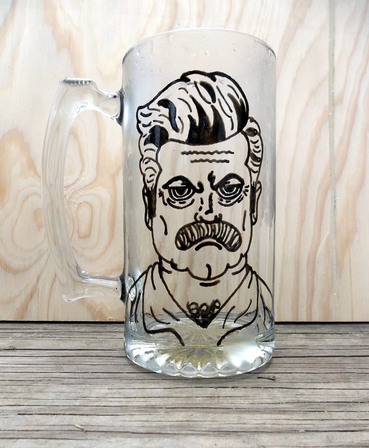 SALE Ron Swanson Manly Man Tribute Beer Stein / Manly Parks and Recs Hand Painted Beer Mug