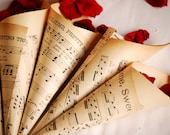 Vintage Music Sheet Confetti Cones - set of 8