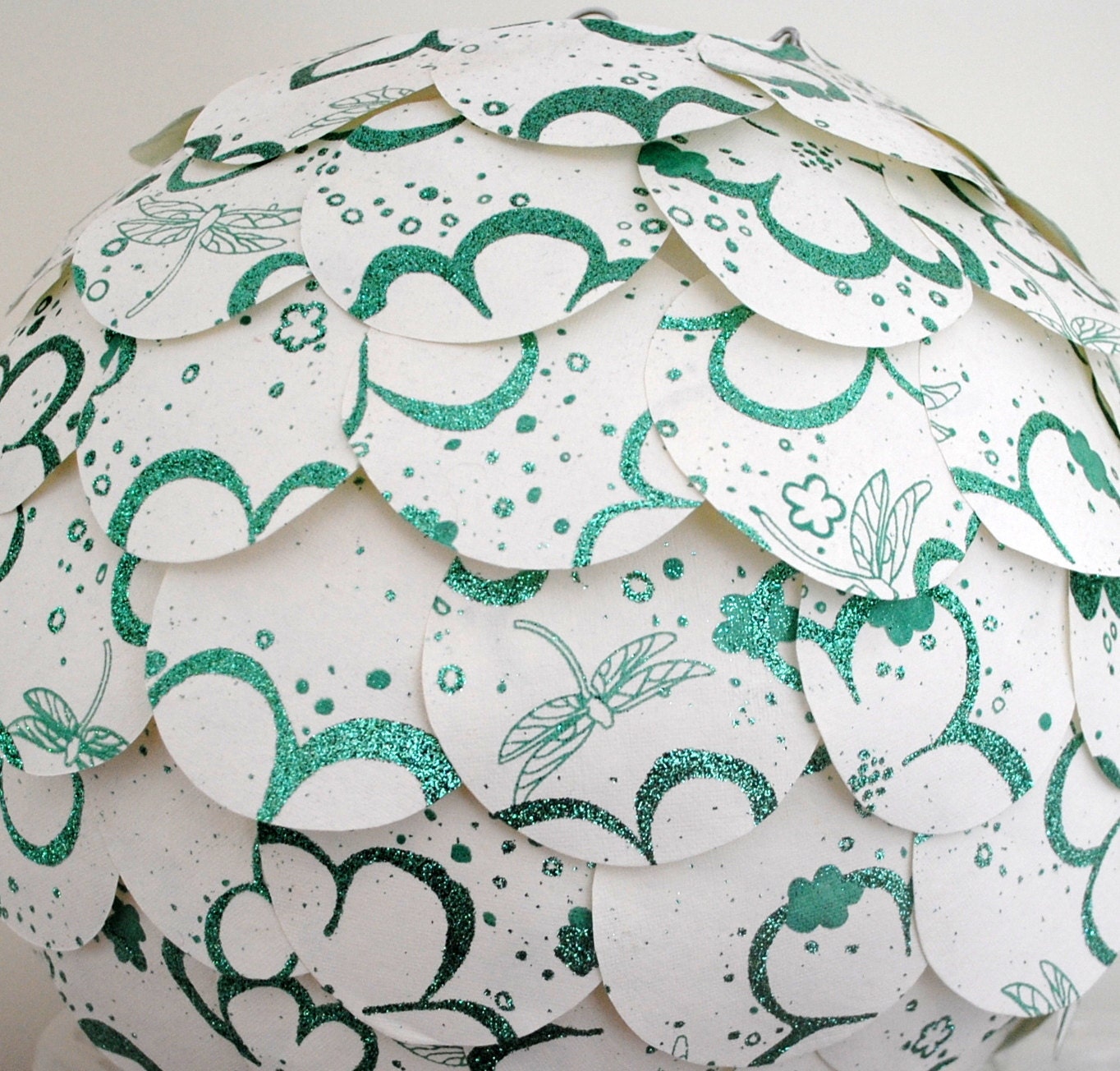 Daisies and Dragonflies Paper Lamp Shade Hanging Pendant Light Shade Made to Order