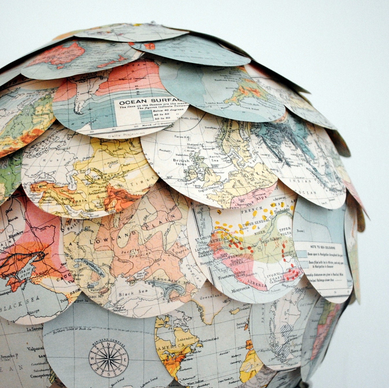 The Geographer's Choice hanging pendant  paper lampshade