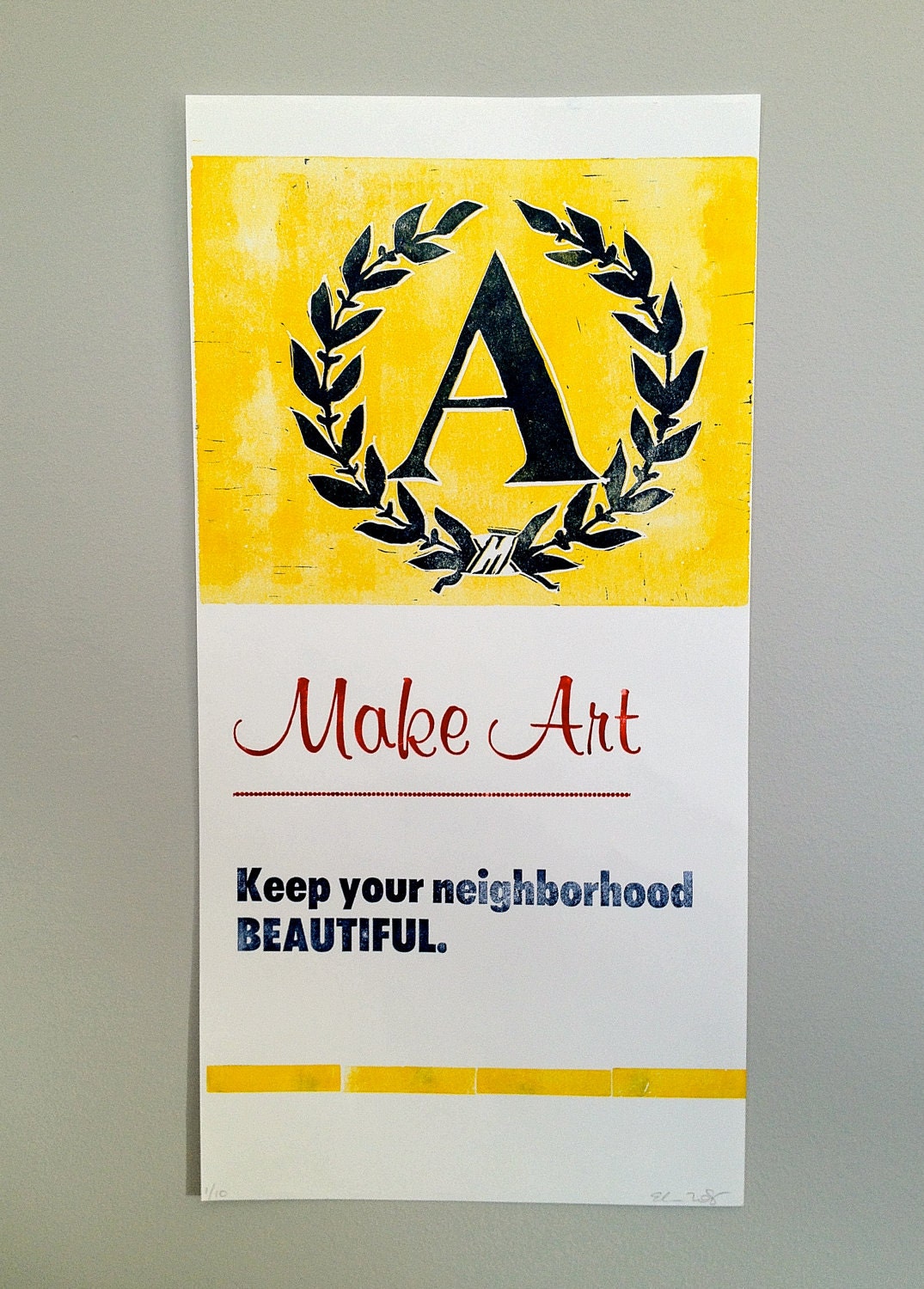 Make Art Letterpress Poster with Vintage Woodtype and Linocut